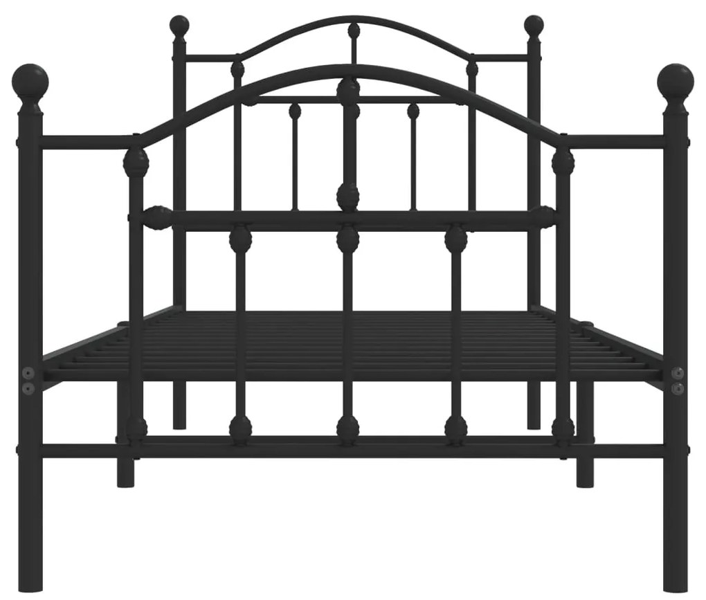 vidaXL Πλαίσιο Κρεβατιού με Κεφαλάρι&Ποδαρικό Μαύρο 90x190 εκ. Μέταλλο
