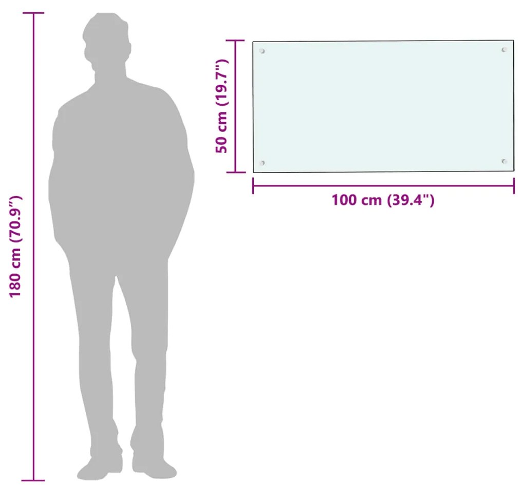 vidaXL Πλάτη Κουζίνας Λευκή 100 x 50 εκ. από Ψημένο Γυαλί