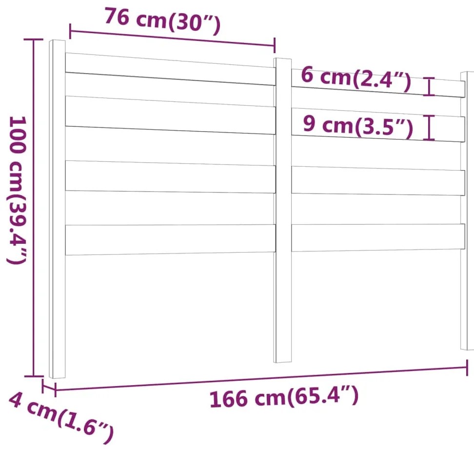 vidaXL Κεφαλάρι Κρεβατιού Λευκό 166 x 4 x 100 εκ. Μασίφ Ξύλο Πεύκου