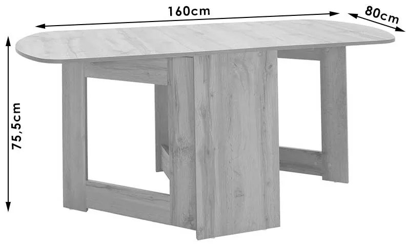 Τραπέζι Nadine pakoworld πολυμορφικό-επεκτεινόμενο χρώμα sonoma 160x80x76.5εκ - Μελαμίνη - 049-000058