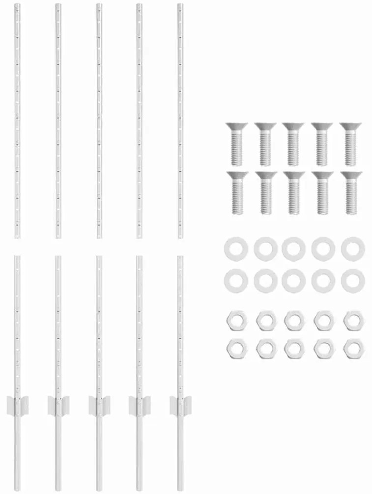 vidaXL Πυλώνες Πλέγματος 10 pcs Ασημί 120 cm Γαλβανισμένος χάλυβας