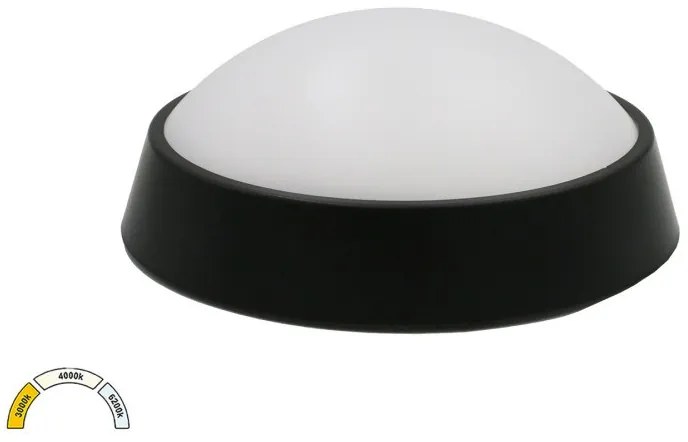Πλαφονιέρα Φωτιστικό Οροφής LED 15W ΙΡ65 3CCT Φ18cm Lumen-21-1801518-Μαύρο 21-1801518