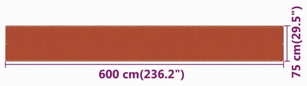 vidaXL Διαχωριστικό Βεράντας Πορτοκαλί 75 x 600 εκ. από HDPE