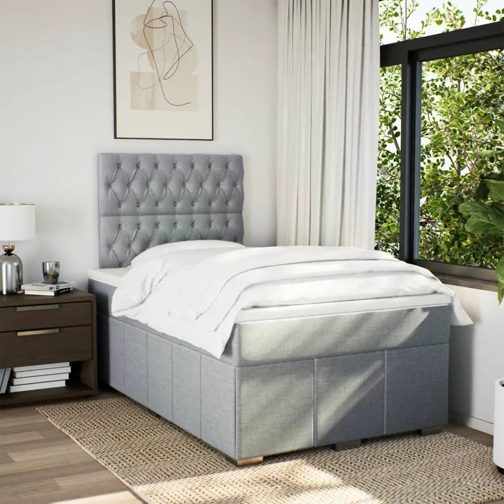 Κρεβάτι Boxspring με Στρώμα Ανοιχτό Γκρι 120x190 εκ. Υφασμάτινο 3293914