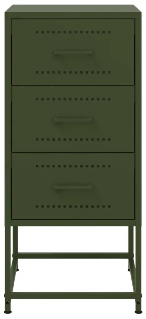 vidaXL Κομοδίνο Πράσινο Λαδί 36x39x78 εκ. από Χάλυβα
