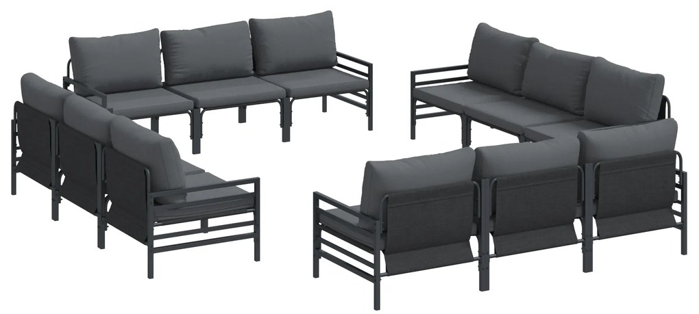 vidaXL Σετ Καναπέ Κήπου 12 pcs Ανθρακί Ατσάλι