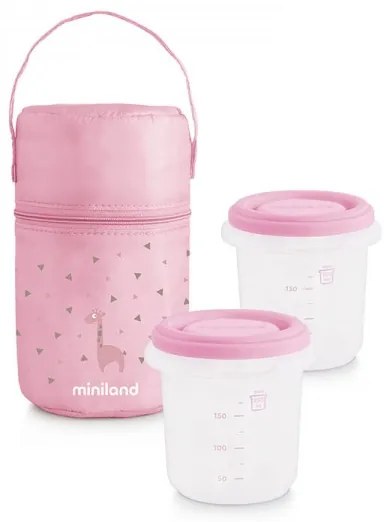 Δοχεία φαγήτου Miniland με τσαντάκι PACK-2-GO HERMISIZED Rose