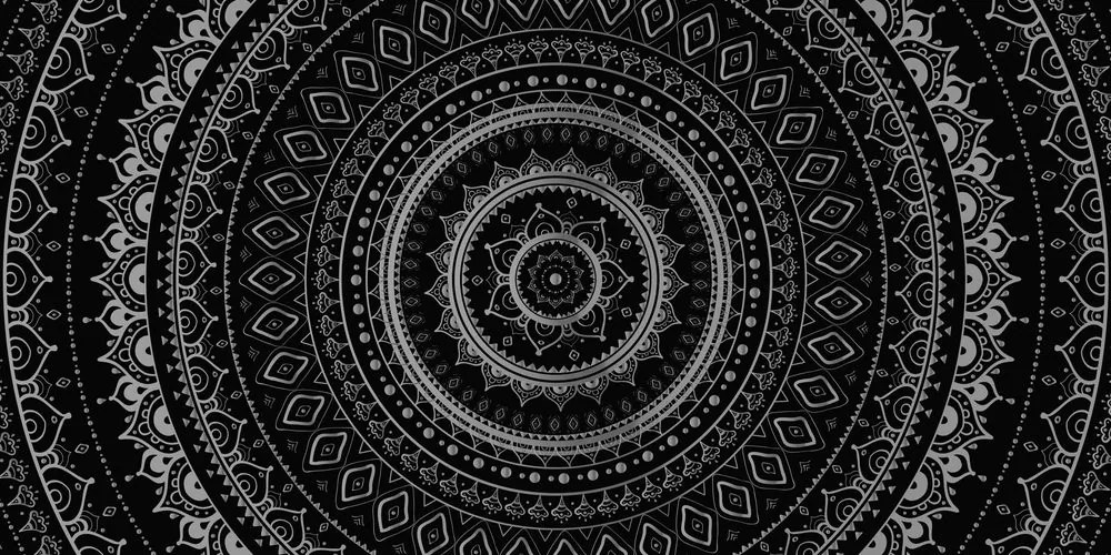 Εικόνα Mandala με μοτίβο ήλιου σε μαύρο & άσπρο - 100x50