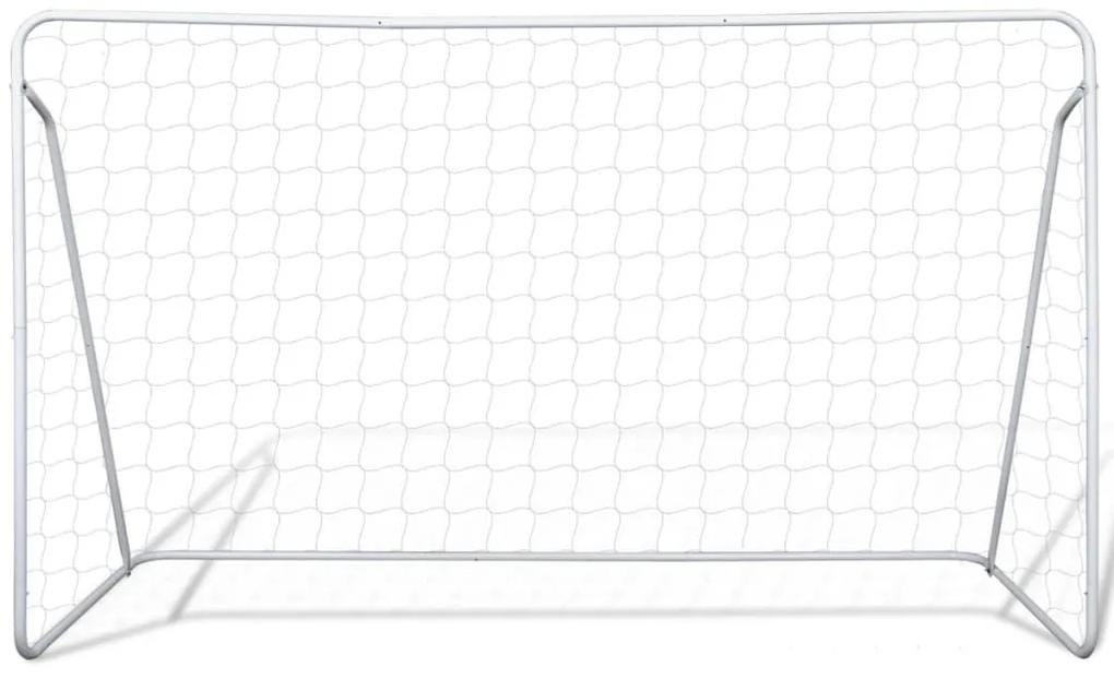 Σετ Τέρμα Ποδοσφαίρου με Δίχτυ 240 x 90 x 150 εκ. από Ατσάλι - Λευκό