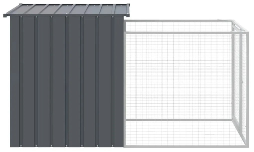 vidaXL Σπιτάκι Σκύλου με Αυλή Ανθρακί 110x201x110 εκ. Γαλβαν. Χάλυβας