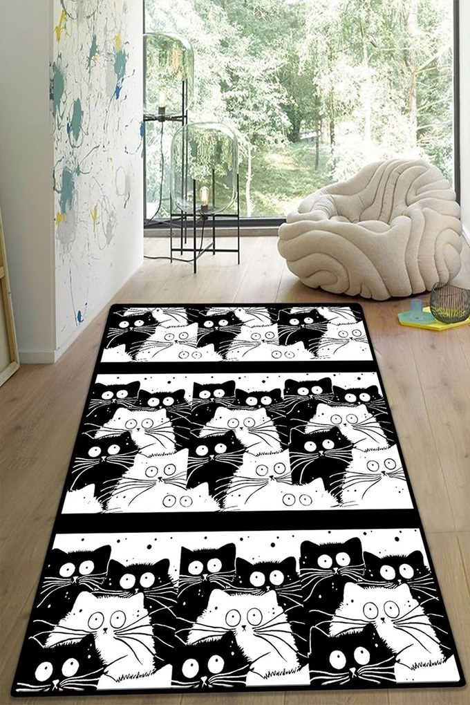 Χαλί White Cats 959CHL2275 Black-White Conceptum Hypnose 80X150cm