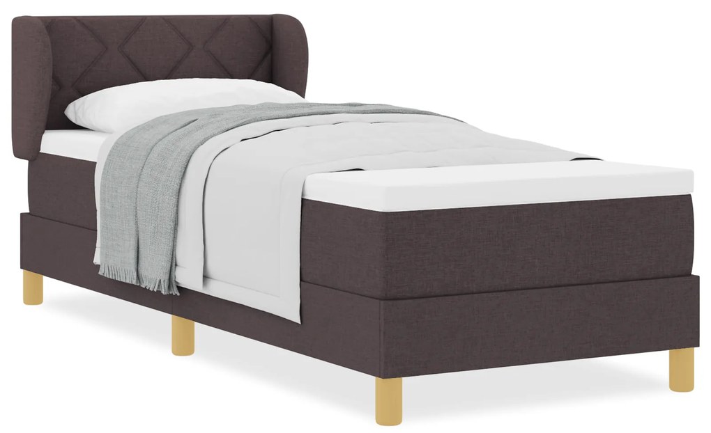 vidaXL Κρεβάτι Box Spring με Στρώμα - Σκούρο Καφέ, 80x200 εκ., Ύφασμα
