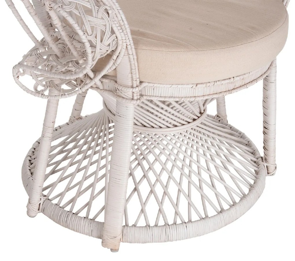 ΠΟΛΥΘΡΟΝΑ ROYAL PEACOCK HM9342.02 RATTAN ΣΕ ΛΕΥΚΟ-ΜΑΞΙΛΑΡΙ ΛΕΥΚΟ 114x72x150Yεκ.