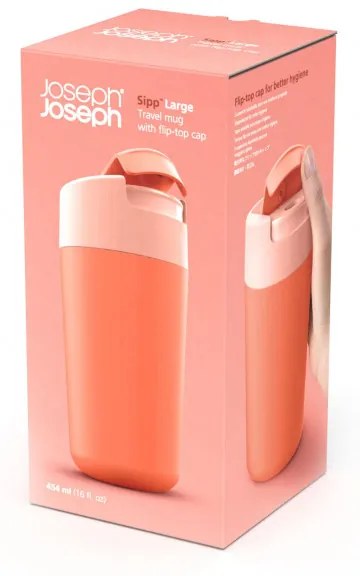 Θερμός Joseph Joseph Sipp 81131, Σφραγιζόμενο καπάκι, 454ml, Χωρίς BPA, Πολυπροπυλένιο, Κοράλλι