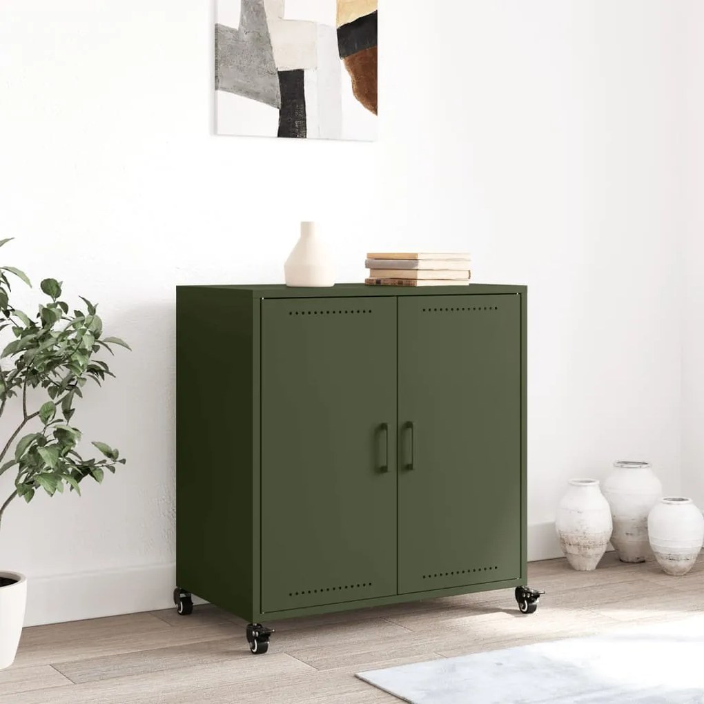 vidaXL Ντουλάπι Πράσινο Λαδί 68x39x72 εκ. από Ατσάλι