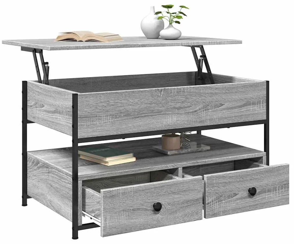 vidaXL Τραπεζάκι Σαλονιού Γκρι Sonoma 85x50x50 εκ. Επεξ. Ξύλο/Μέταλλο