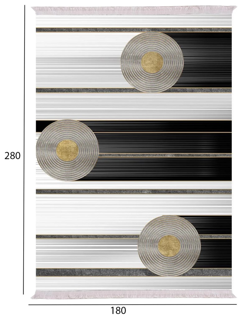 Χαλί σαλονιού JOSIANE C7723.24 με Κρόσια Λευκό - Μαύρο - Χρυσό 180x280 εκ. 180x280x1 εκ.