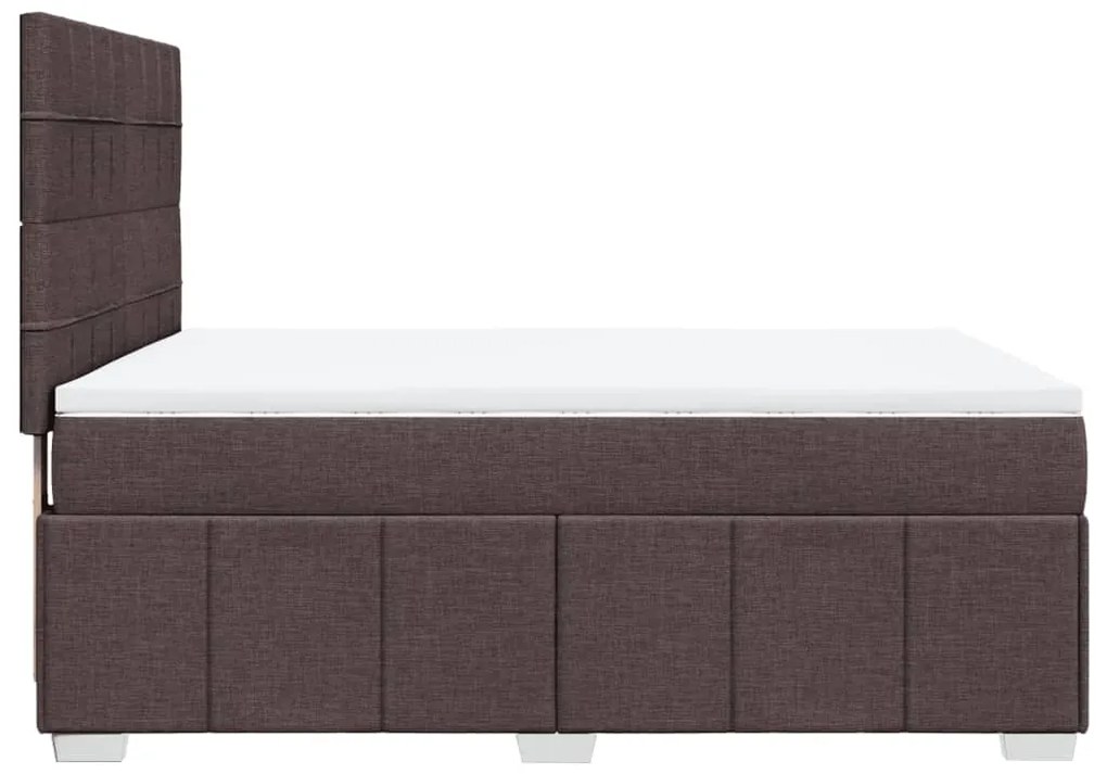 vidaXL Κρεβάτι Boxspring με Στρώμα Σκούρο Καφέ 140x200 εκ Υφασμάτινο