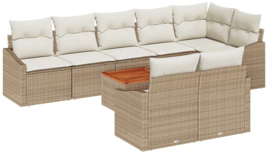 vidaXL Σετ Καναπέ Κήπου 9 pcs Beige, λευκό 55 x 55 x 37 εκ
