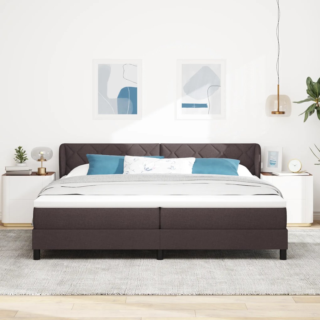 vidaXL κρεβάτι Box Spring με στρώμα  Καφέ 200x200 εκ Υφασμάτινο