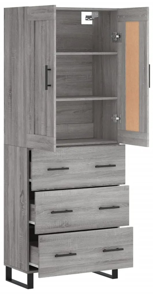 vidaXL Ντουλάπι Γκρι Sonoma 69,5 x 34 x 180 εκ. Επεξεργασμένο Ξύλο