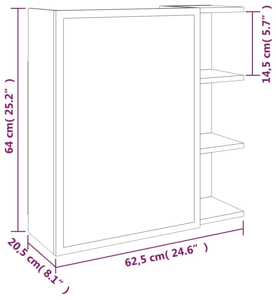 ΝΤΟΥΛΑΠΙ ΚΑΘΡΕΠΤΗΣ ΜΠΑΝΙΟΥ ΓΚΡΙ SONOMA 62,5X20,5X64 ΕΚ ΕΠ. ΞΥΛΟ 826352