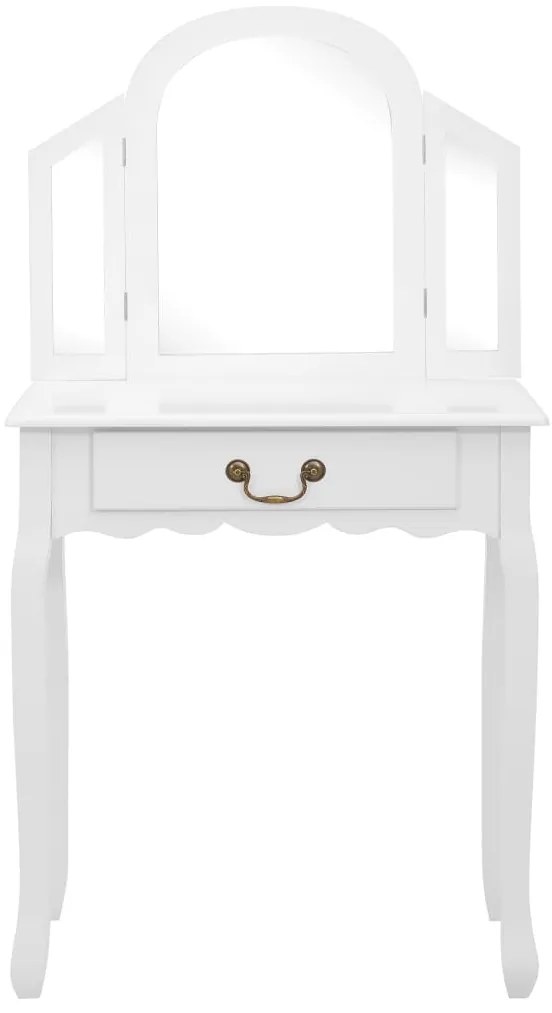 vidaXL Μπουντουάρ με Σκαμπό Λευκό 65x36x128 εκ. Ξύλο Παυλώνιας / MDF