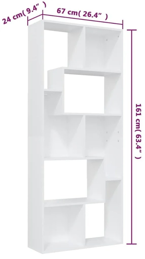 Βιβλιοθήκη Λευκή 67 x 24 x 161 εκ. από Μοριοσανίδα - Λευκό