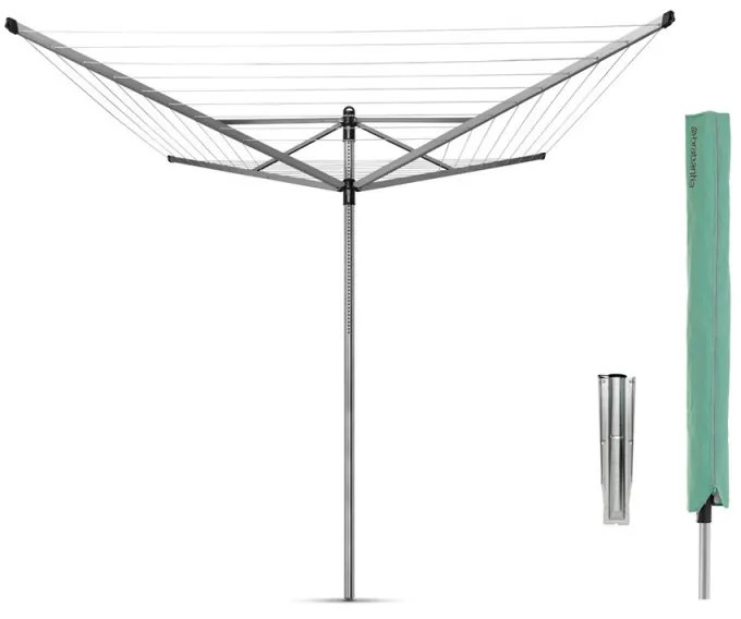 Brabantia Lift-O-Matic για εξωτερικούς χώρους 90300270, 60 m, Ρυθμιζόμενο ύψος, Μεταλλική ακίδα εκσκαφής, Θήκη, Ανθεκτικό στη διάβρωση, Inox