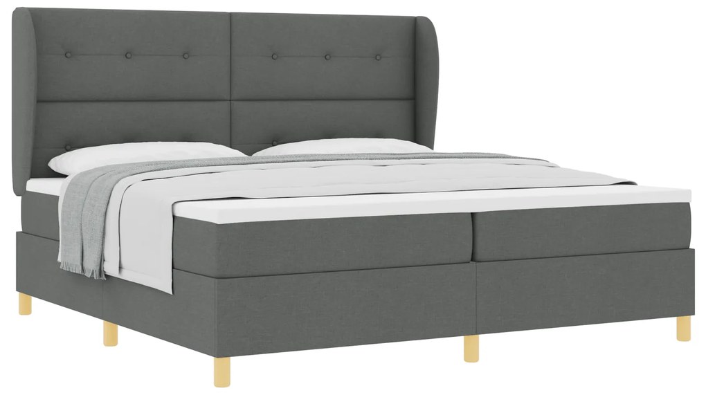 vidaXL Κρεβάτι Box Spring με Στρώμα  Σκούρο Γκρι 200x200 εκ. Υφάσματος