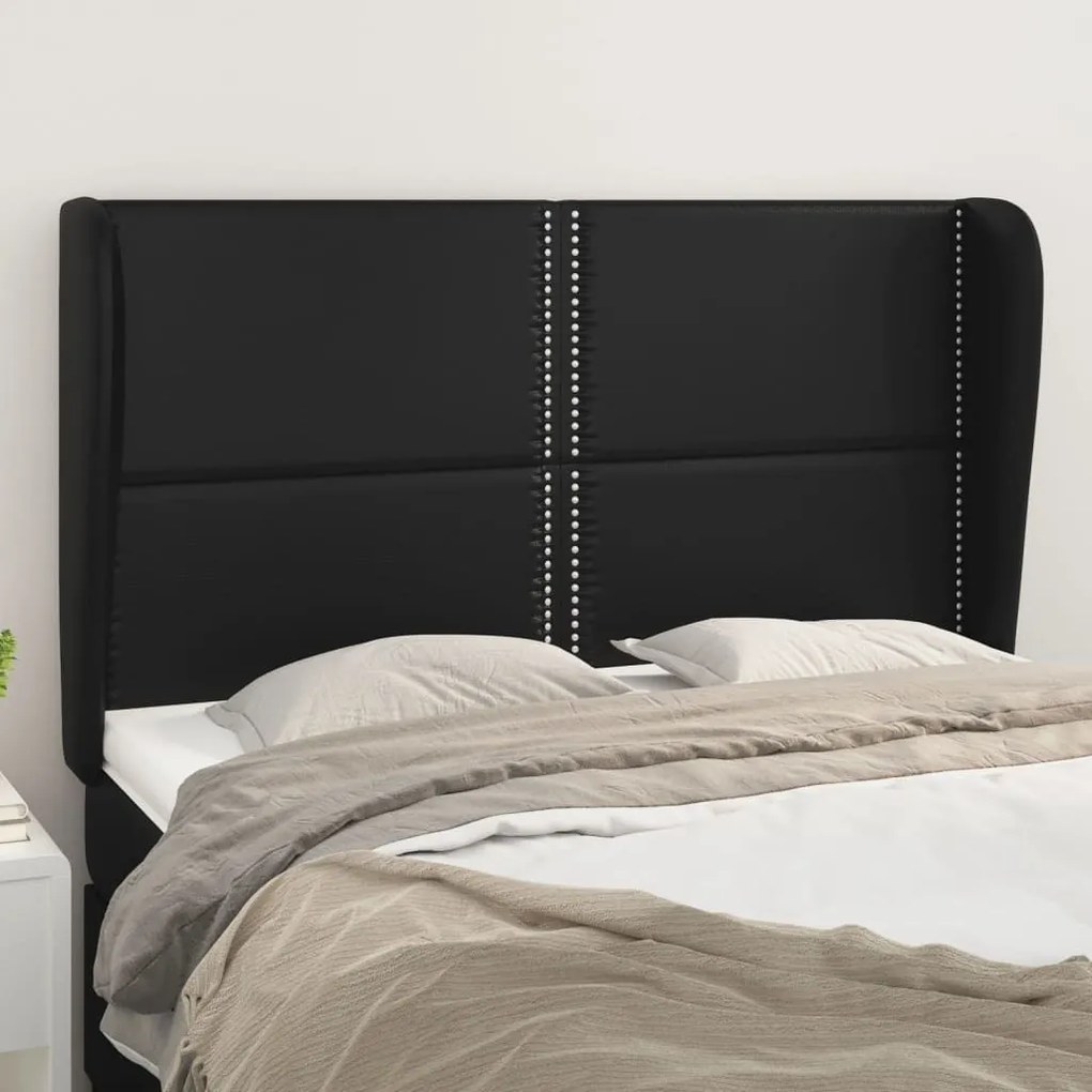 Κεφαλάρι με Πτερύγια Μαύρο 147x23x118/128 εκ. Συνθ. Δέρμα 3117906