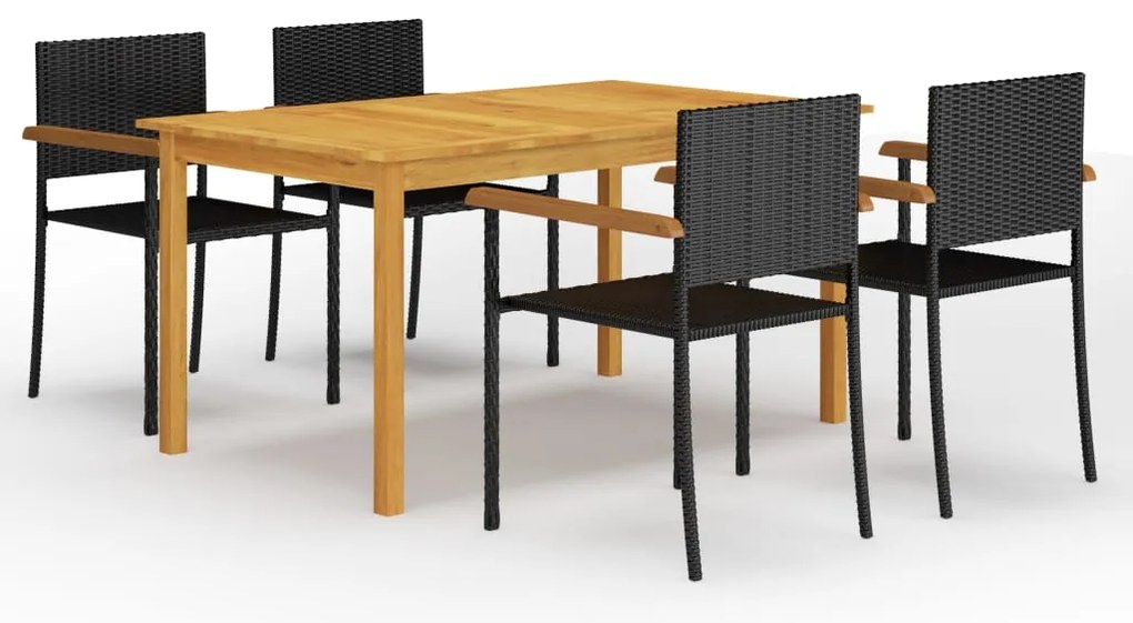 vidaXL Σετ Τραπεζαρίας Κήπου 5 Τεμαχίων Μαύρο