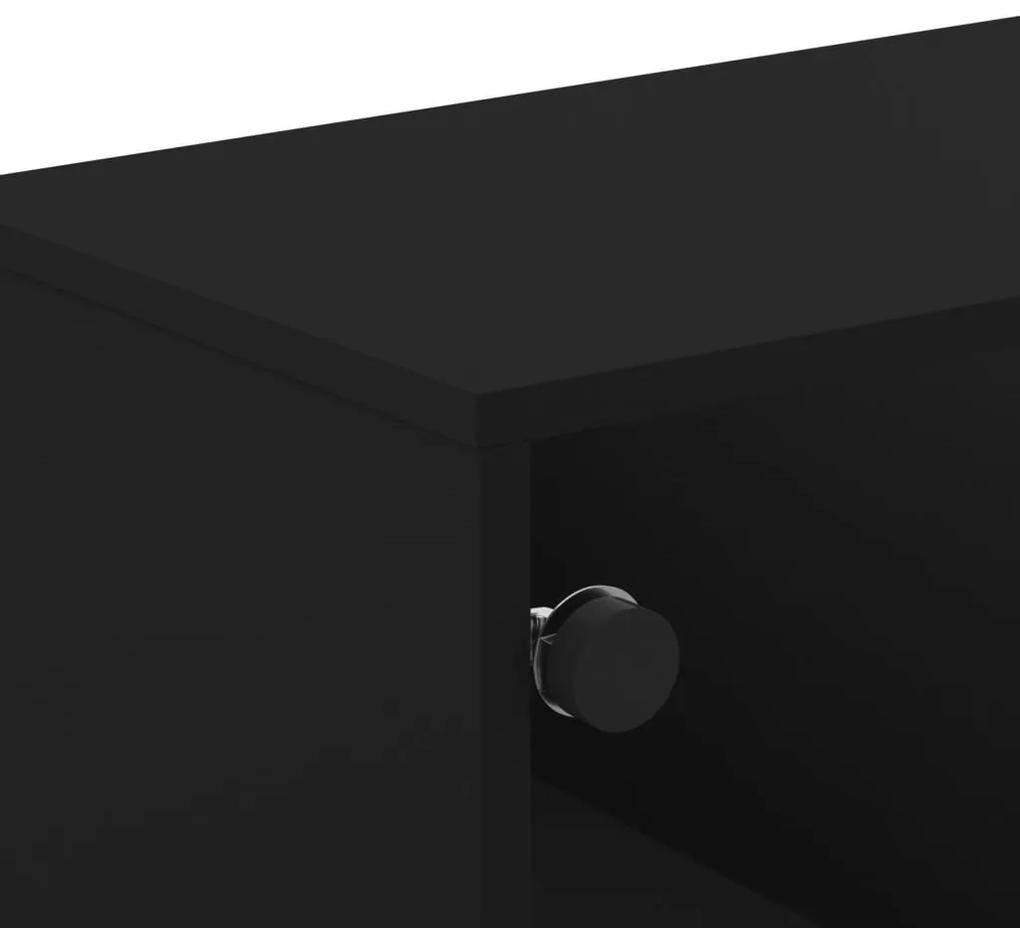 Έπιπλο Τηλεόρασης Μαύρο 102x37x50 εκ. με Γυάλινες Πόρτες - Μαύρο