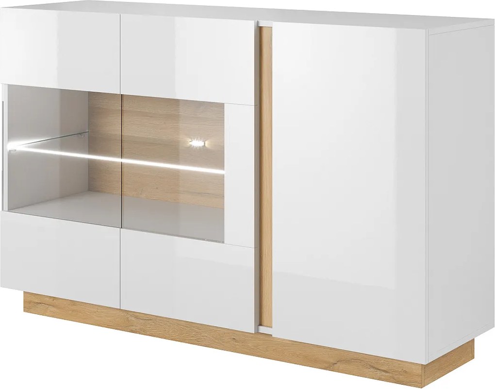 Lh-homefurniture Μπουφές 36146-ARCW-21V Λευκό+Λευκό High Gloss+Grandson 138,2x90,5x40cm 36146-ARCW-21V