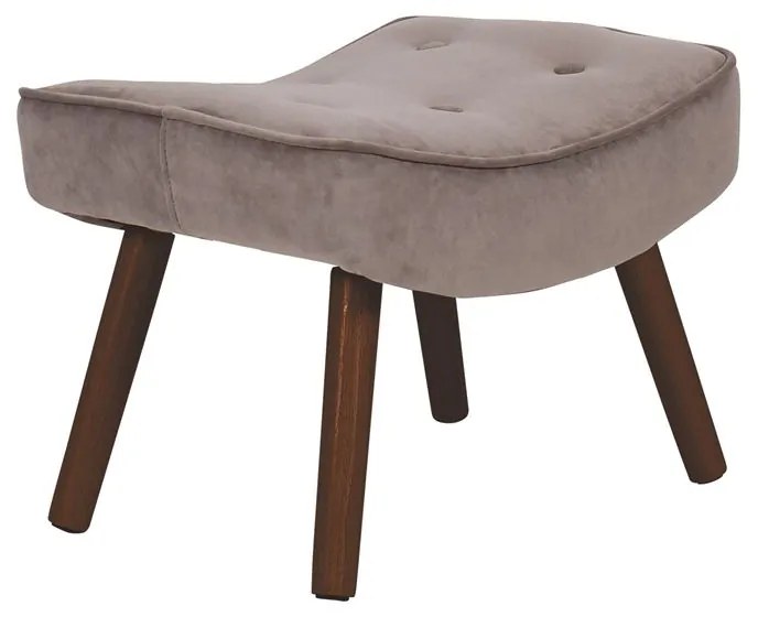 WOODWELL Ε7141,81ΚALMA Σκαμπό - Υποπόδιο, Ύφασμα Velure Καφέ, Πόδια Καρυδί, K/D 52x38x35cm Ε7141,81Κ