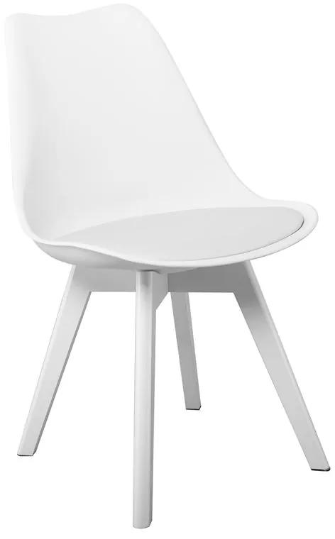 MARTIN Καρέκλα Ξύλο Άσπρο, PP Άσπρο Μονταρισμένη Ταπετσαρία -  49x57x82cm