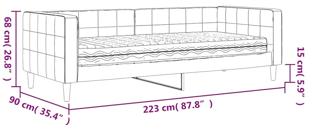 ΚΑΝΑΠΕ ΚΡΕΒΑΤΙ ΜΕ ΣΤΡΩΜΑ ΣΚΟΥΡΟ ΓΚΡΙ 80 X 200 ΕΚ. ΒΕΛΟΥΔΙΝΟΣ 3196661