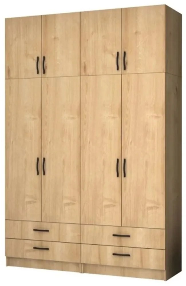 Ντουλάπα Τετράφυλλη Με Πατάρι Ricardo 0256549 160x51,8x240cm Sonoma Τετράφυλλη