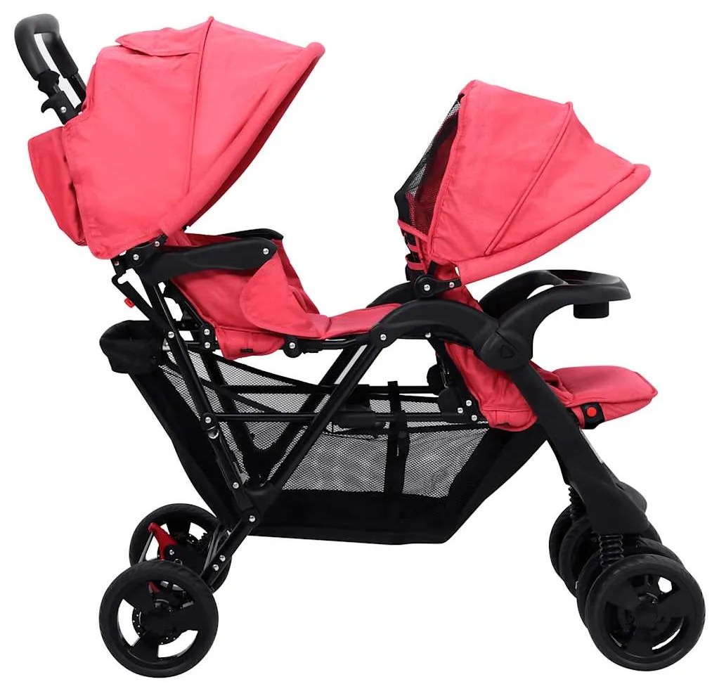 vidaXL Καρότσι Διδύμων Κόκκινο Ατσάλινο