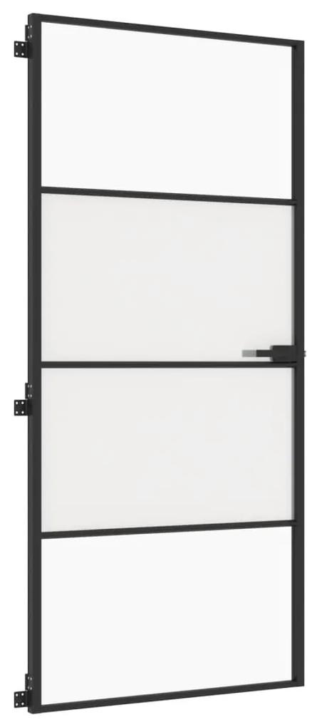 vidaXL Εσωτερική Πόρτα Μαύρη 93 x 201,5 εκ. Ψημένο Γυαλί & Αλουμίνιο