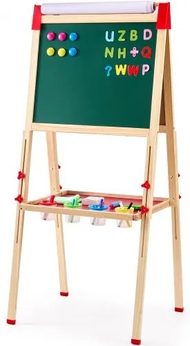 VEVOR 3-in-1 Kids Art Easel Double-Sided Wooden Magnetic Whiteboard Chalkboard