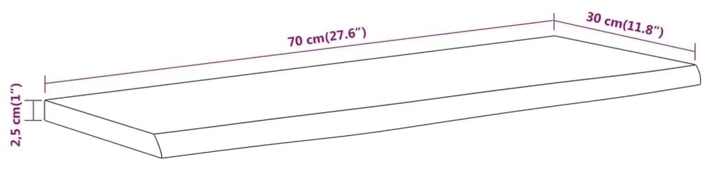 Ράφι Επιτοίχιο Ορθ. Live Edge 70x30x2,5 εκ. Μασίφ Ξύλο Ακακίας - Καφέ