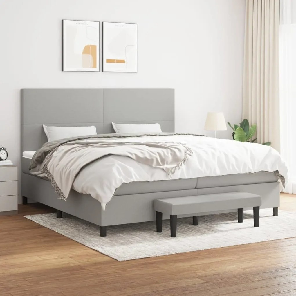 ΚΡΕΒΑΤΙ BOXSPRING ΜΕ ΣΤΡΩΜΑ ΑΝΟΙΧΤΟ ΓΚΡΙ 200X200 ΕΚ. ΥΦΑΣΜΑΤΙΝΟ 3136461