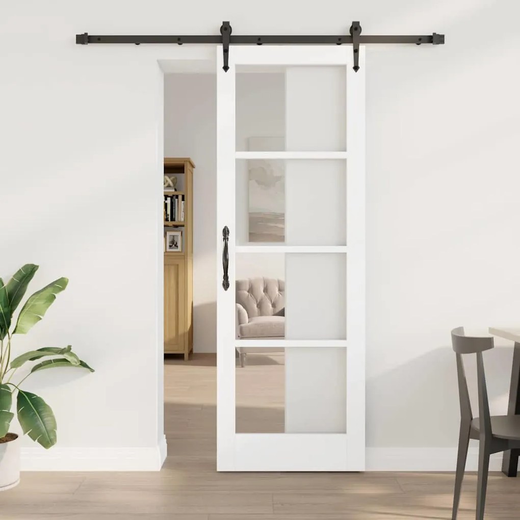 vidaXL Ολισθητή Πόρτα Λευκό 73.5 x 211 εκ Ξύλο και μέταλλο