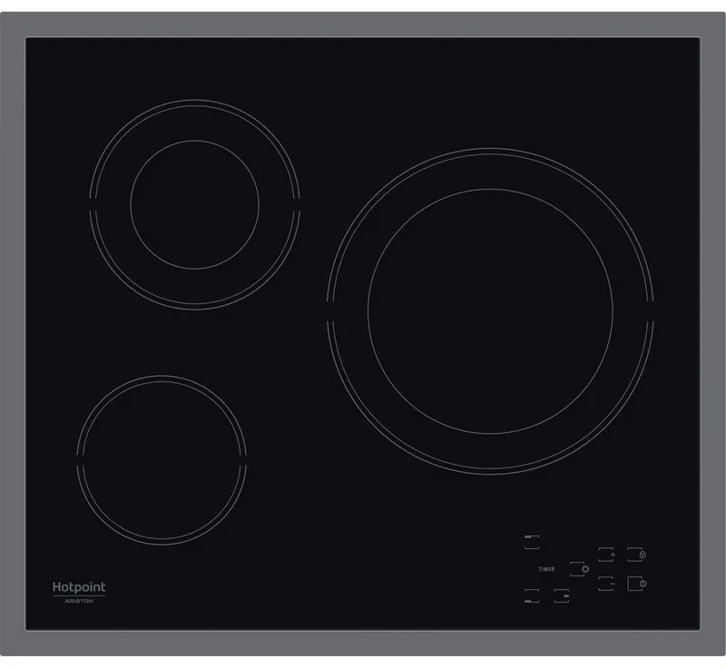 Κεραμική ενσωματωμένη εστία Hotpoint-Ariston HR 603X/1, 4500W, 4 ζώνες, 9 επίπεδα, χρονοδιακόπτης, μαύρο