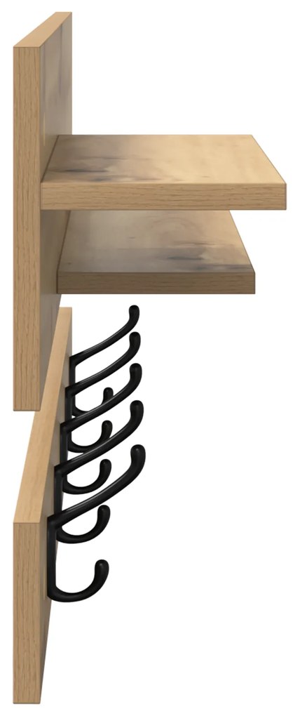vidaXL Τοίχου Κρεμάστρα με ράφι artisan δρυς 90 x 15 x 36 εκ.