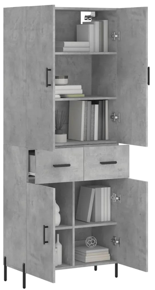 vidaXL Ντουλάπι Γκρι Σκυροδέματος 69,5x34x180 εκ. Επεξεργασμένο Ξύλο