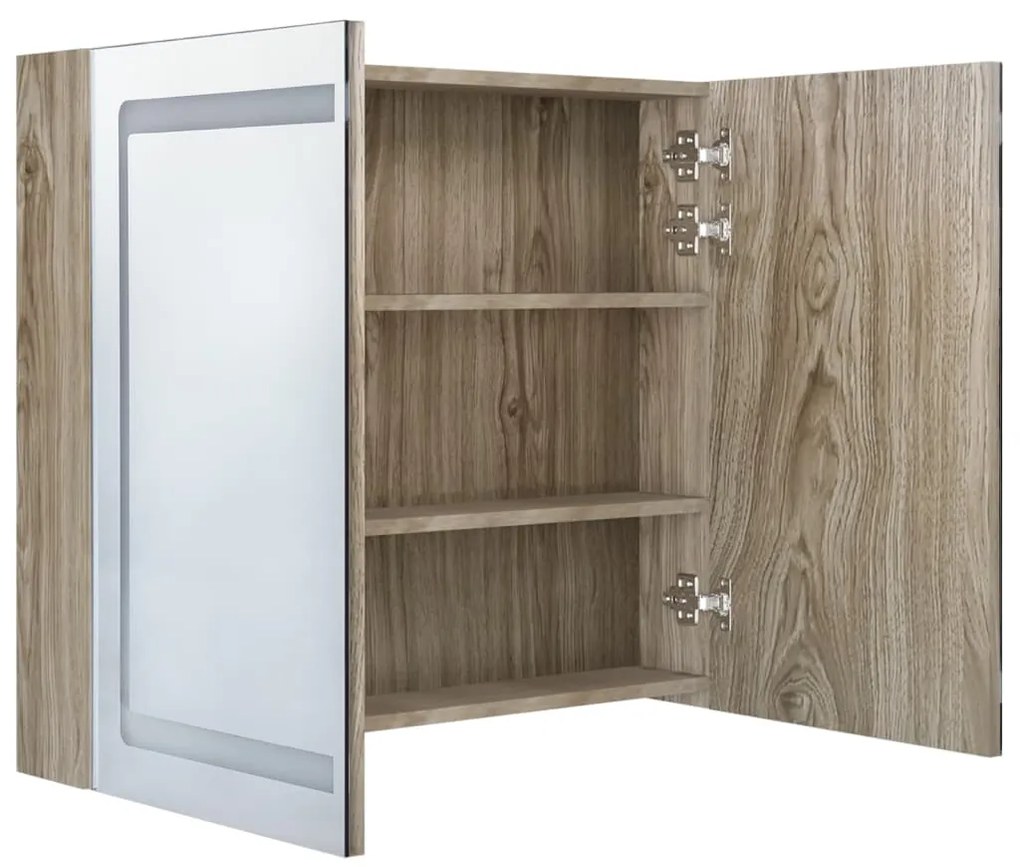 vidaXL Καθρέφτης Μπάνιου με Ντουλάπι & LED Δρυς 80 x 12 x 68 εκ.