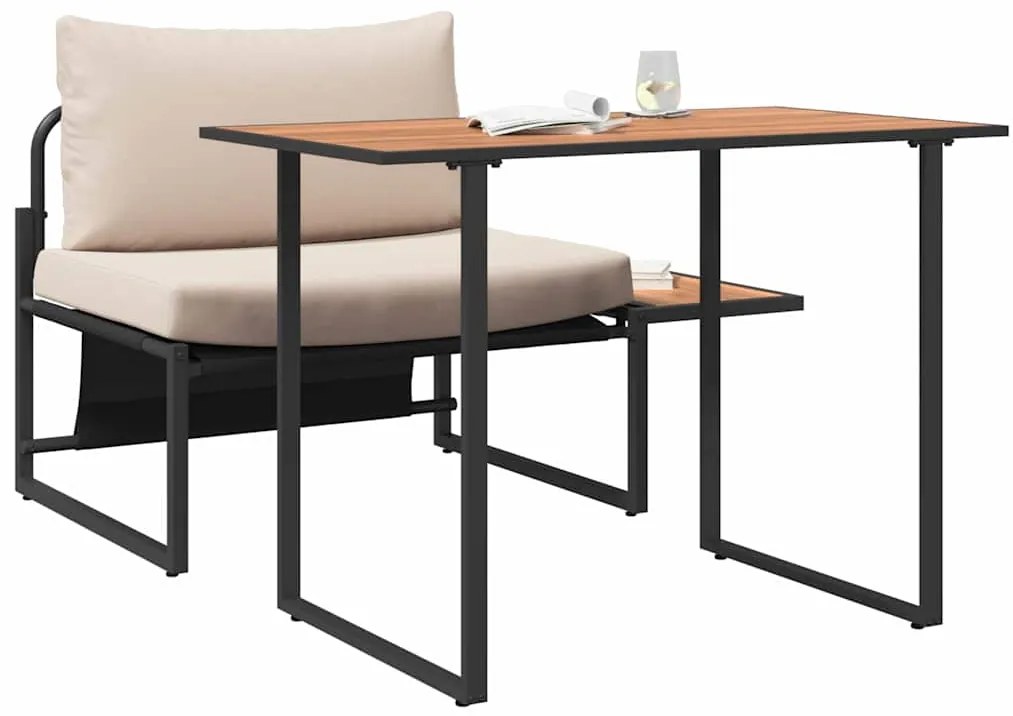 vidaXL Σέτ φαγητού για κήπο 2 pcs Taupe Ατσάλι