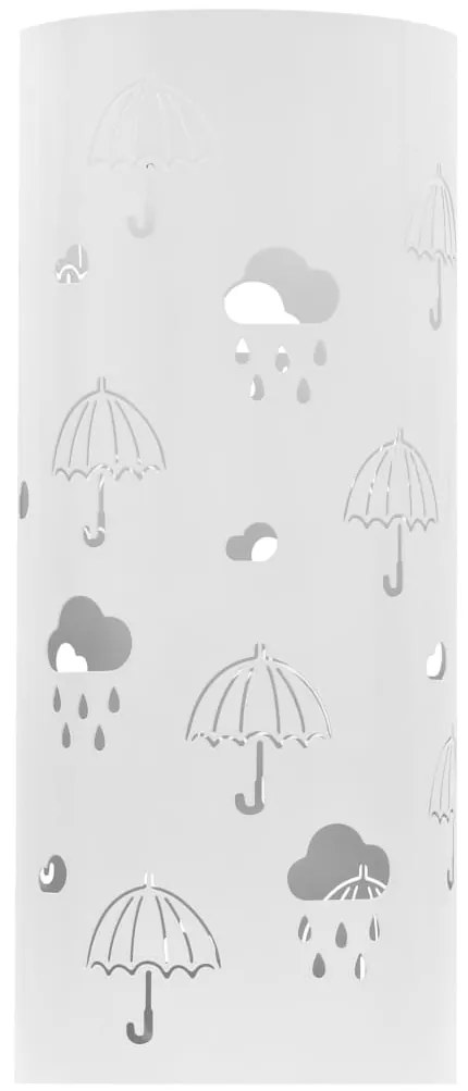 vidaXL Ομπρελοθήκη με Σχέδιο Ομπρέλες Λευκή Ατσάλινη